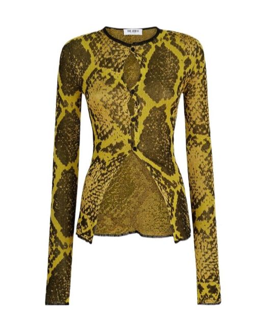 The Attico Green The Jacquard Crewneck Cardigan