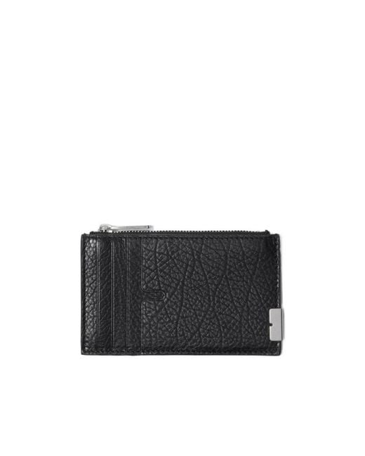 Burberry Black Logo-Engraved Zipped Wallet for men