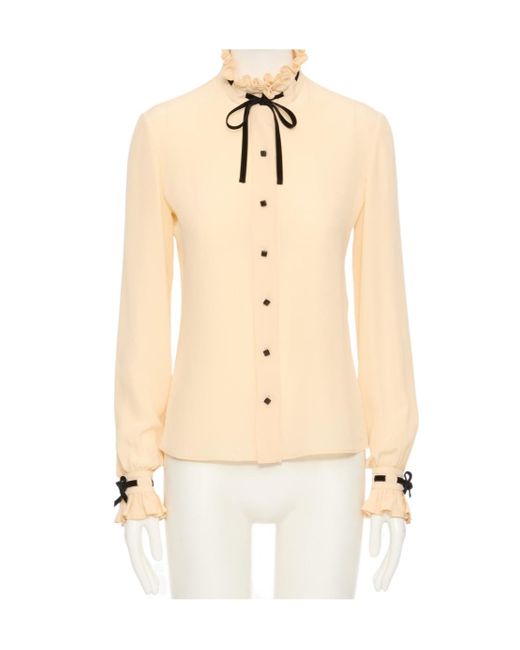 Valentino Natural Ruffled Button-Up Shirt
