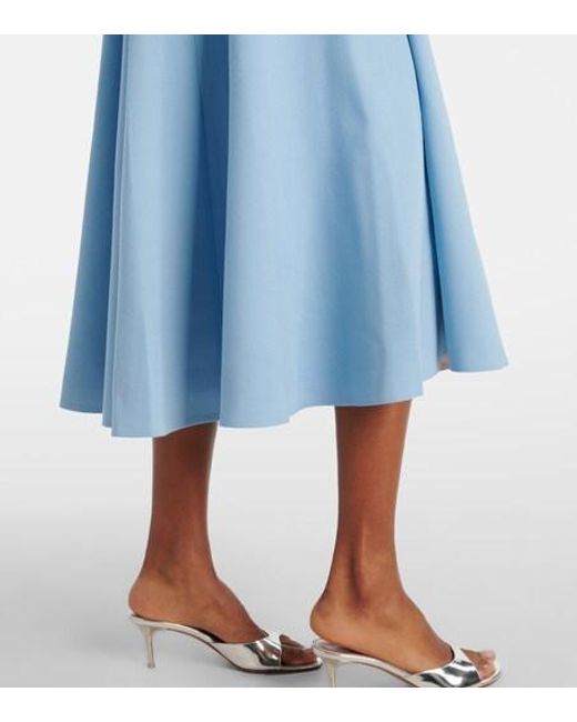 Emilia Wickstead Blue Collins Pleated Wool Crêpe Midi Dress