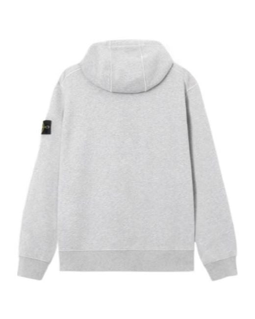 Stone Island Gray Drawstring Hooded Sweater With Pouch Pocket for men