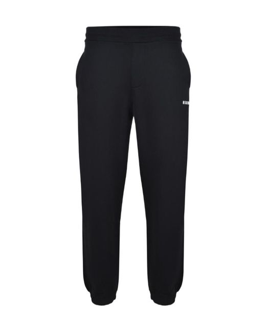 MSGM Black Logo-Printed Elasticated Waistband Track Pants for men