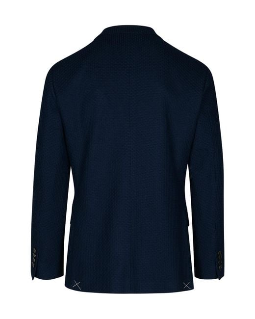 Etro Blue Patterned Single-Breasted Blazer for men