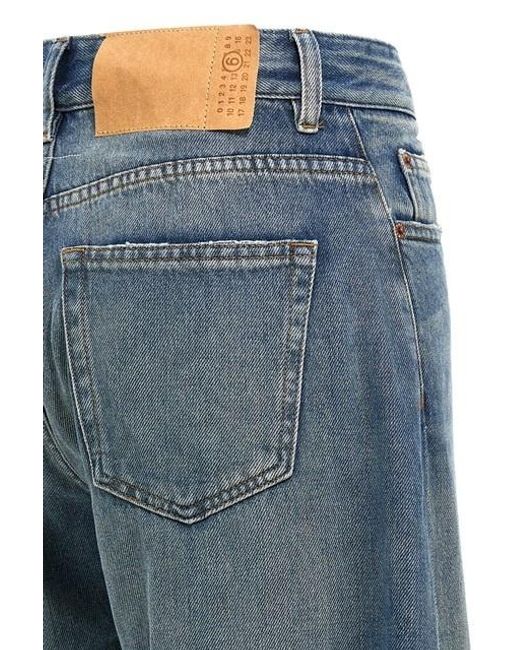 MM6 by Maison Margiela Blue Wide-Leg Distressed Jeans