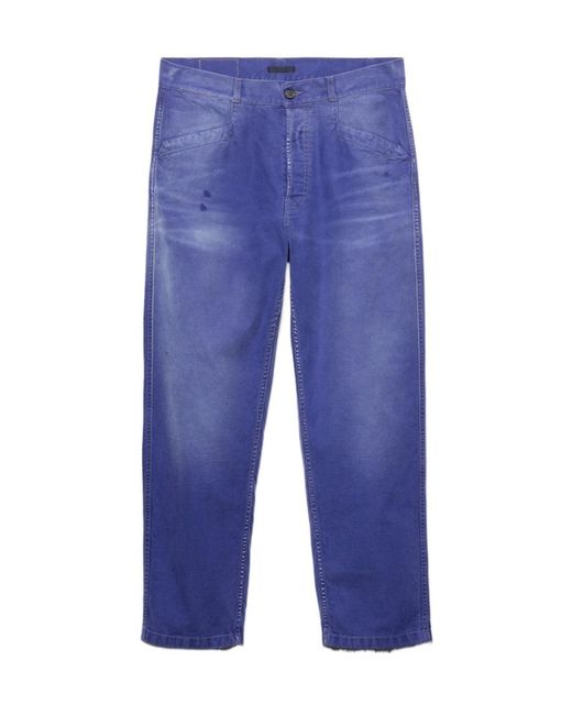Prada Blue Cotton Twill Pants for men