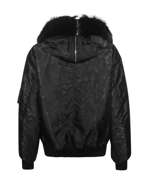 Versace Black Drawstring Zip-Up Jacket for men
