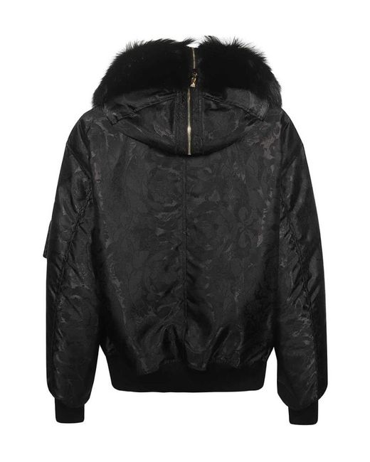 Versace Black Drawstring Zip-Up Jacket for men