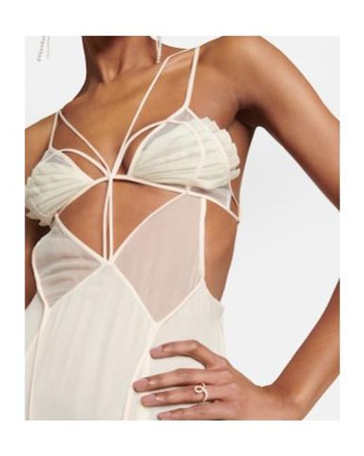 Nensi Dojaka White Bridal Cutout Silk Chiffon Gown