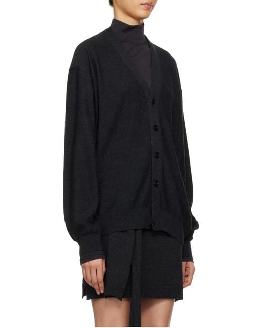 Lemaire Black V-Neck Long Sleeved Cardigan