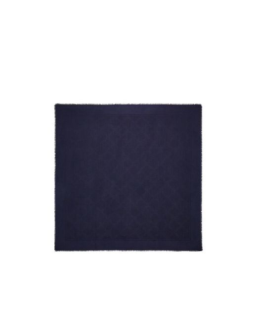 Ferragamo Blue Ferragamo Eyewear Jacquard Fringe Scarf