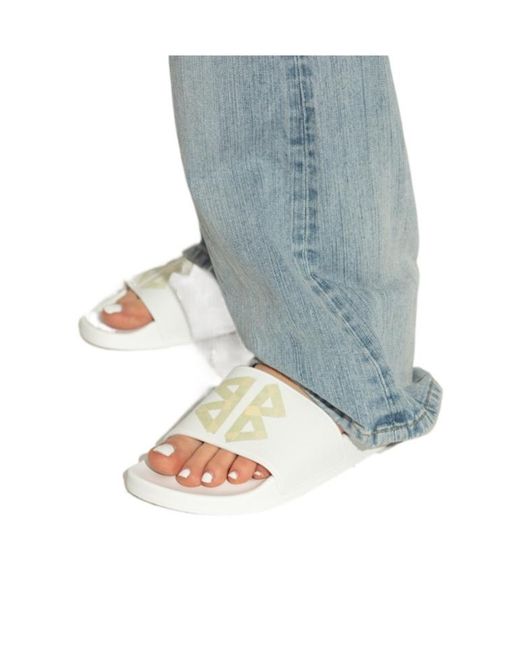 Balenciaga White Bb Logo Pool Slide Sandals