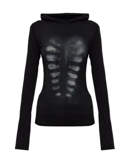 AVAVAV Black X-Ray Printed Long-Sleeve Hoodie