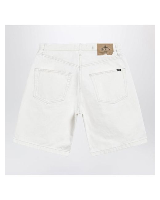 Prada White Old Denim Bermudas