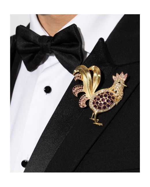 Dolce & Gabbana White Sartoria Rooster Brooch for men
