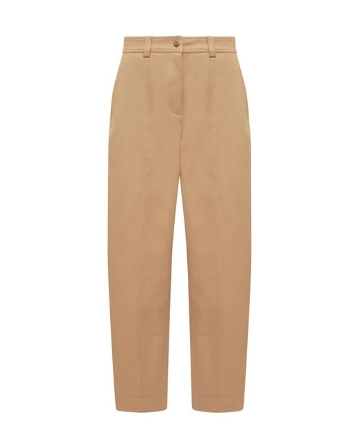 Moncler Natural Straight Leg Cotton Gabardine Pants