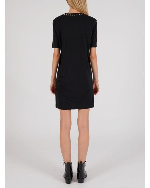 Moschino Black Pearl-Trim T-Shirt Dress