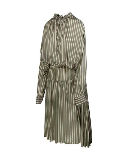 Dries Van Noten Green Striped Dress