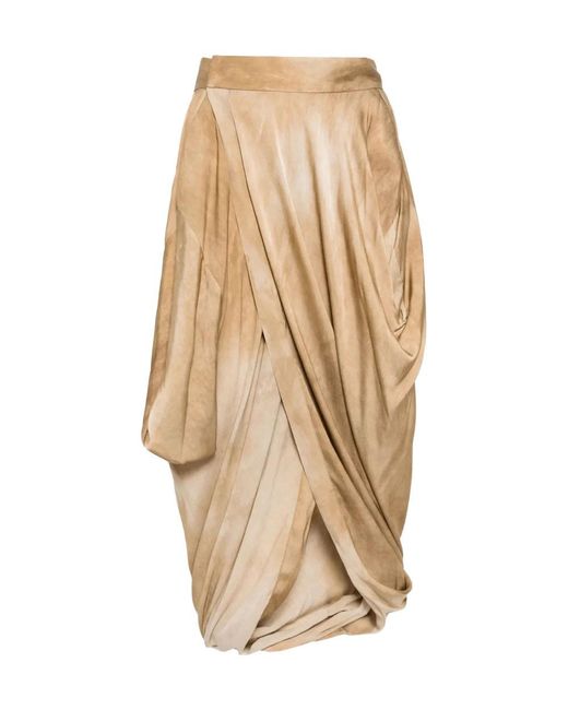 Uma Wang Natural Pleated Midi Skirt