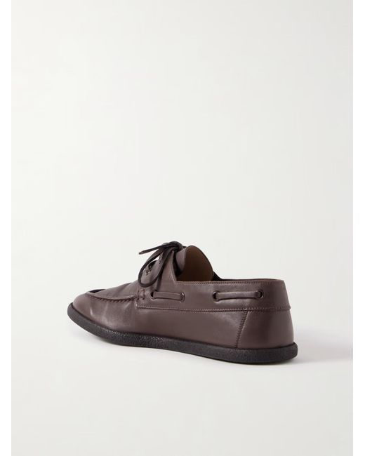 The Row Brown Novus Sailor Leather Loafers