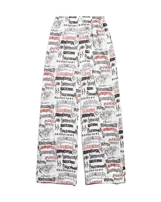 Balenciaga Diy Metal Allover Pyjama Casual Pants in White