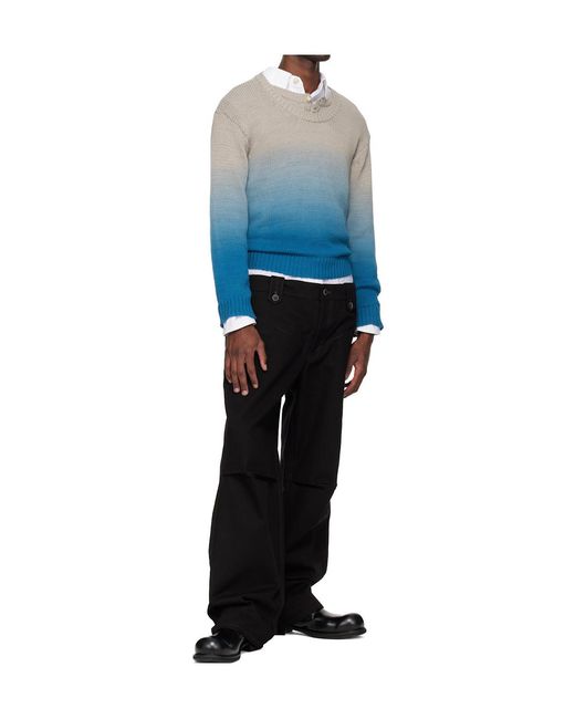ANDERSSON BELL Blue Gradient Henley Collar Sweater for men