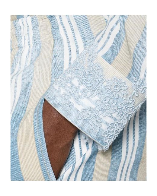Ermanno Scervino Blue Striped Buttoned Shirt