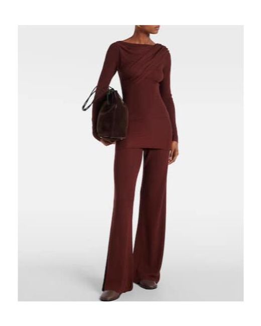 AYA MUSE Red Silk-Blend Wide-Leg Pants