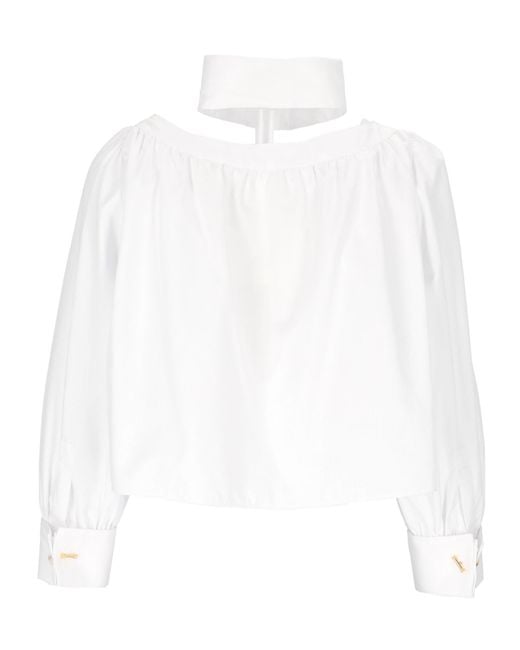 Elisabetta Franchi White Long-Sleeved Blouse