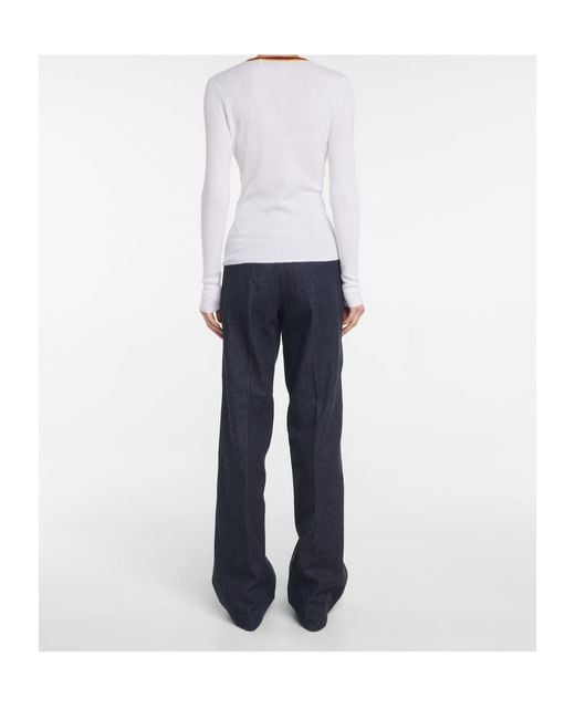 Gabriela Hearst White Half-Button Knit Sweater