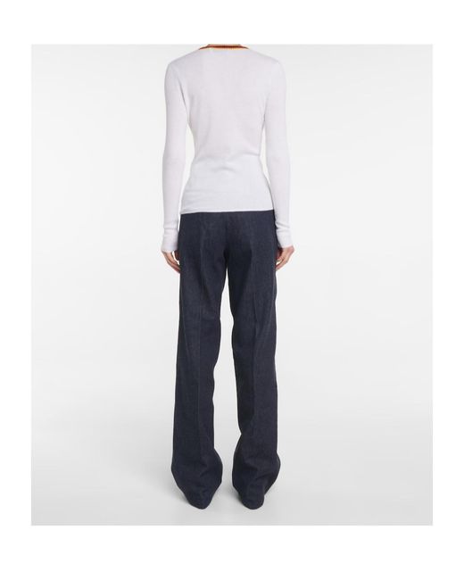Gabriela Hearst White Half-Button Knit Sweater