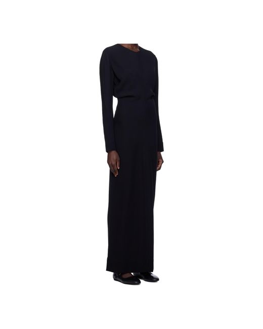 Totême Blue Totême Round Neck Slouch-Waist Maxi Dress