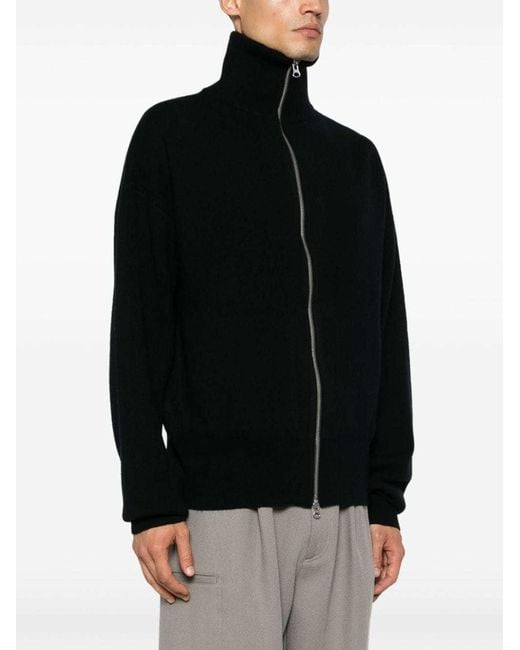 Extreme Cashmere Black Long-Sleeved Zipper Knitted Cardigan