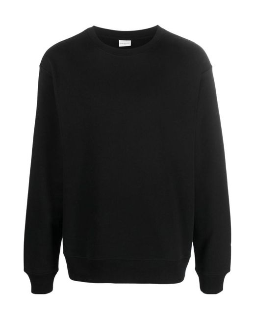 Dries Van Noten Black Round-Collar Long-Sleeve Hoodie for men