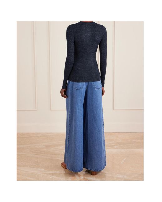 Gabriela Hearst Blue Anges Ribbed Cashmere, Silk And Hemp-Blend Henley Top