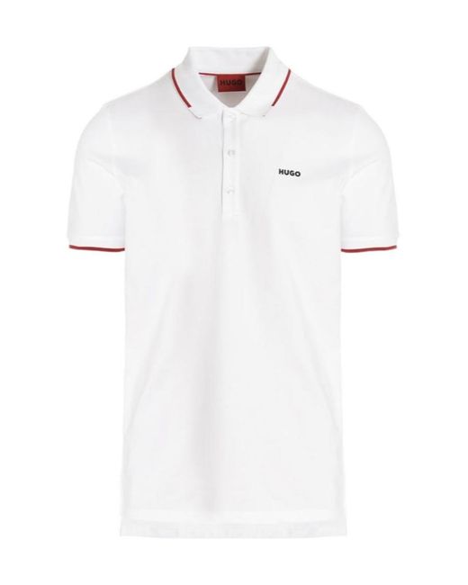 Boss White Hugo Slim-Fit Short-Sleeved Polo Shirt for men