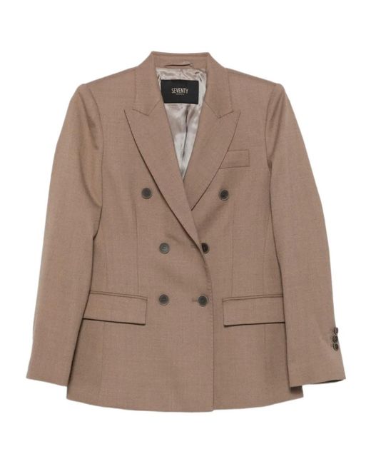 Seventy Brown Double-Breasted Blazer