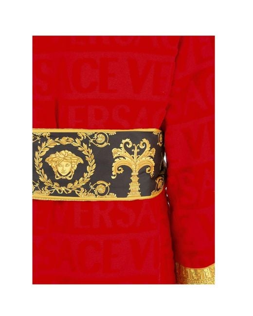 Versace Red Versace I Love Baroque Belted Bathrobe for men