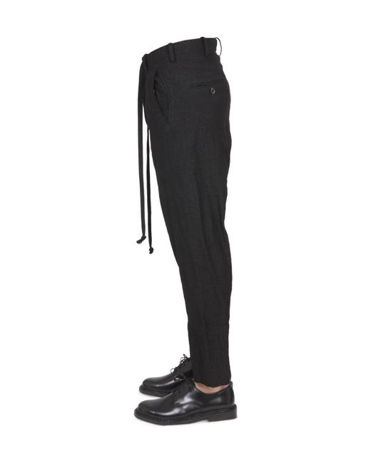 Uma Wang Black Drop Crotch Drawstring Trousers for men