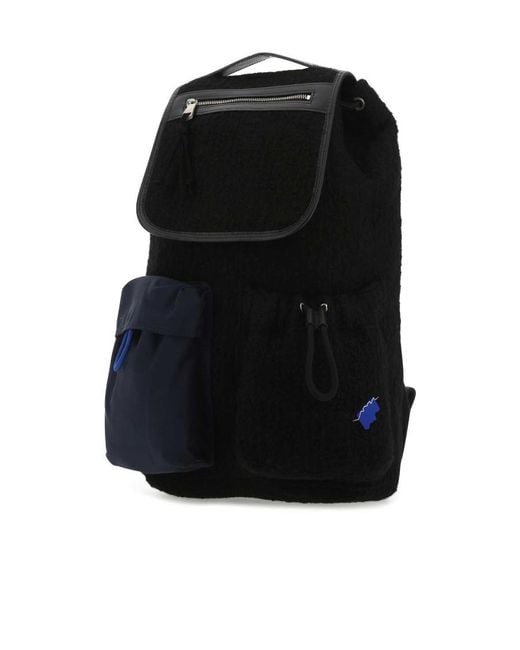 Adererror Black Logo Patch Panelled Boucle Backpack for men