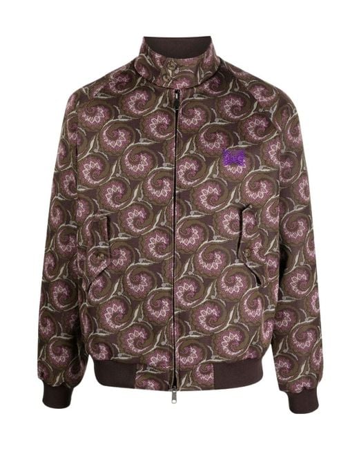 Baracuta Brown Pattern High-Necked Casual Jacket for men