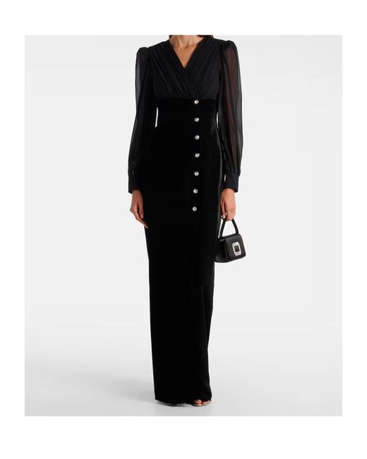 Alessandra Rich Black Velvet And Georgette Gown