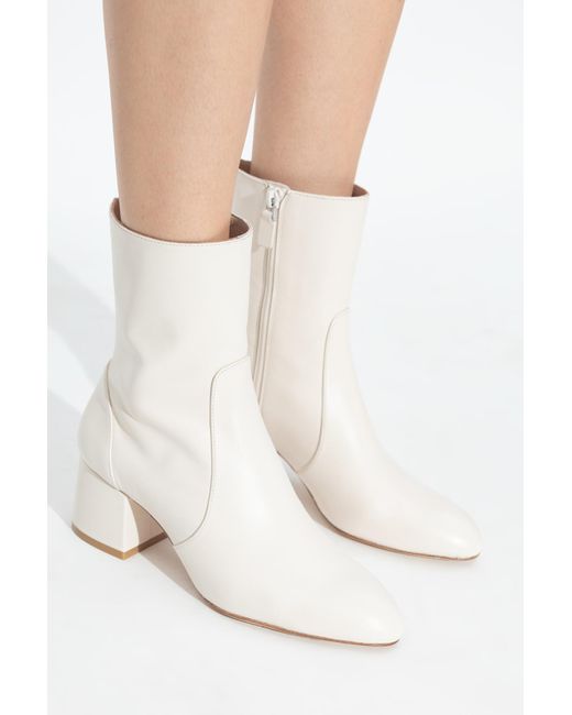 Stuart Weitzman White Heeled Ankle Boots "Essentialist"