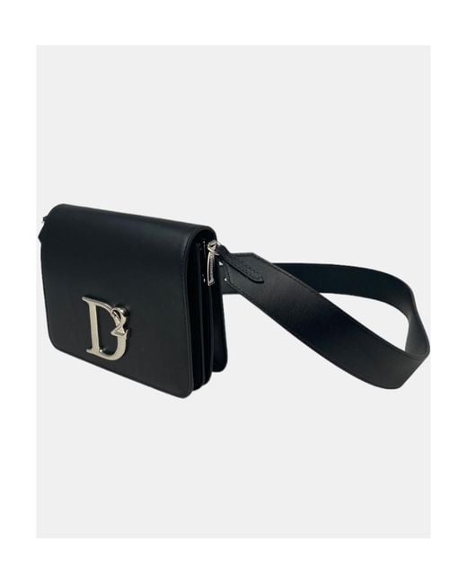 DSquared² Blue Logo Plaque Shoulder Bag