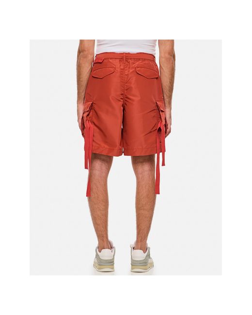 Sacai Red Belt-Loop Shorts for men