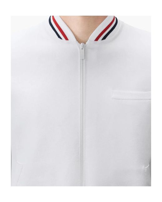 Thom Browne White Browne 65 Intarsia Bomber Jacket for men
