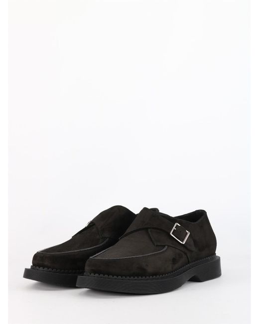 Saint Laurent Black Buckle-Fastening Almond-Toe Loafers for men