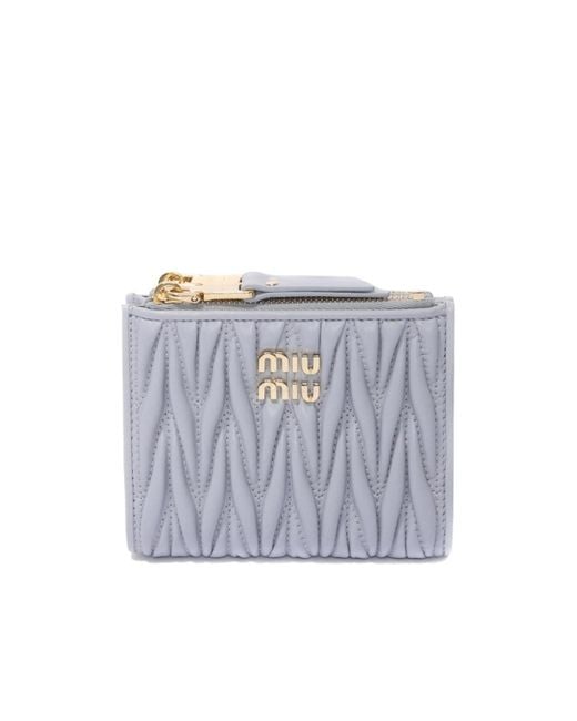 Miu Miu White Matelassé Zip Wallet