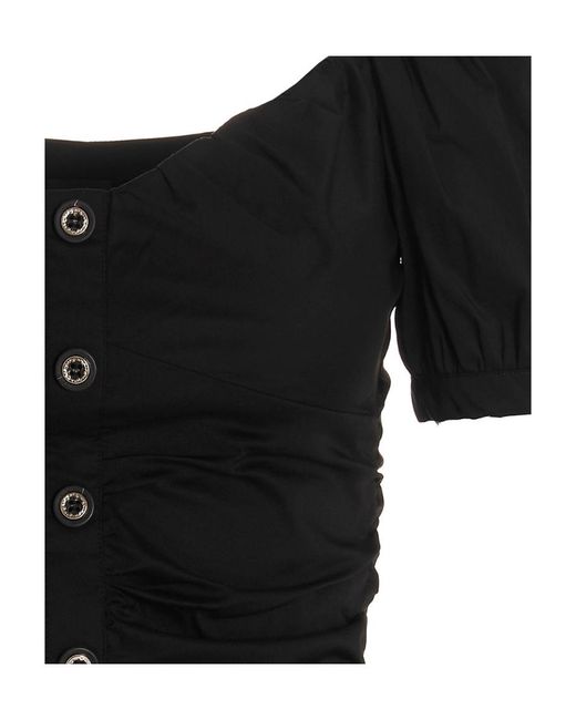 Pinko Black Ruched Button-Up Dress