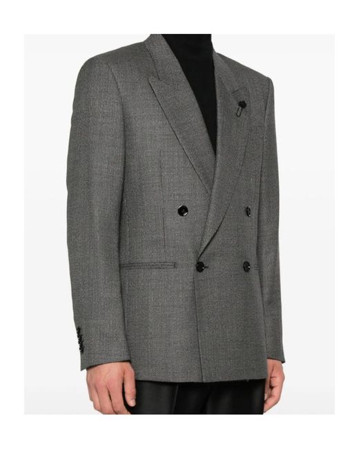 Lardini Gray Double-Breasted Blazer for men
