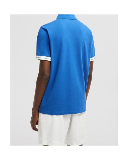 Moncler Blue Logo Cotton Piquet Polo Shirt for men